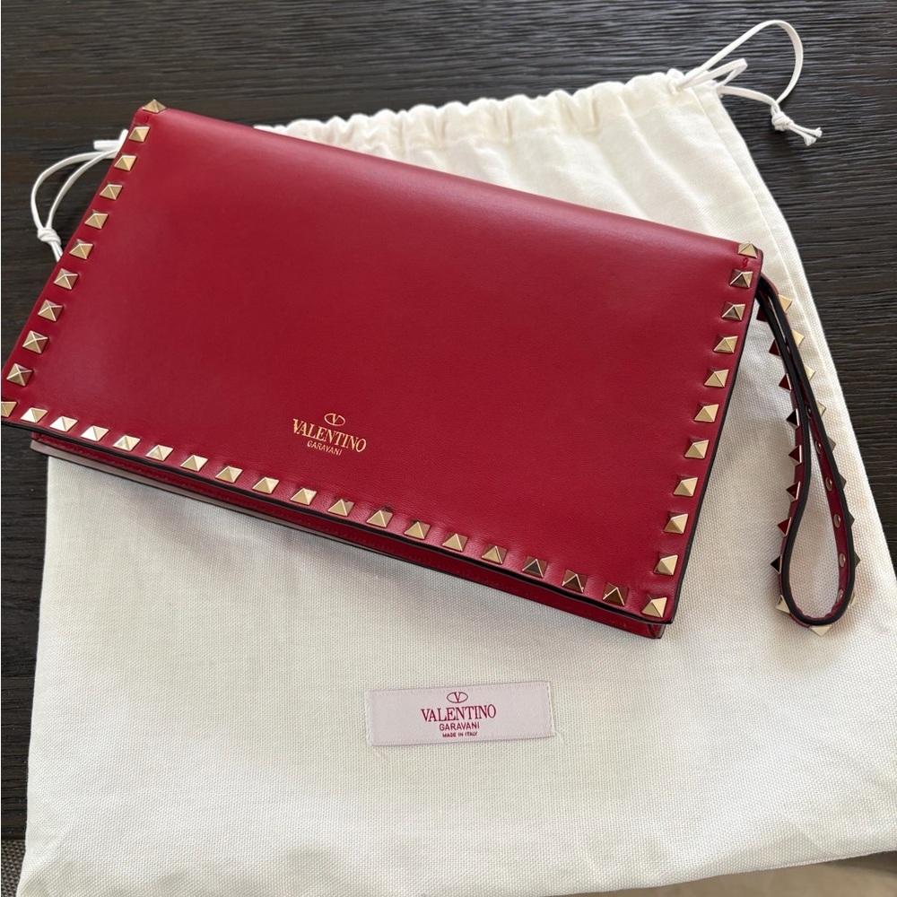 Valentino Nappa Leather Rockstud Clutch